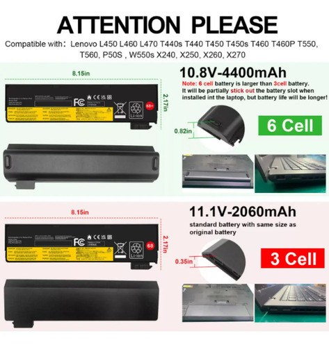 Bateria Lenovo L450 L460 L470 T440s T440 T450 T450s 24wh - Imagen 5
