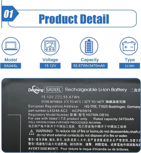 Sa04xl Bateria Hp Envy X360 17t-cg100 Hp Envy 15m-ds 15-dr - Imagen 6